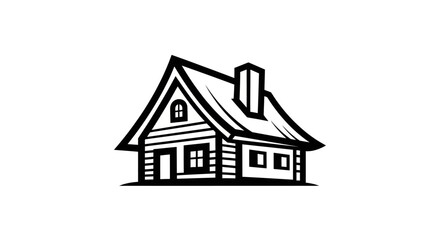 Fototapeta premium Black and white house illustration isolated vector design for various uses