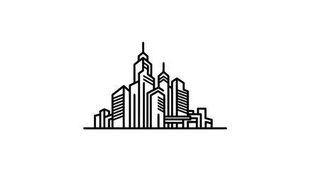 Fototapeta premium Minimalist linear cityscape illustration for urban development concepts