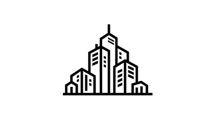 Fototapeta premium Minimalist line art of city skyline isolated on white background