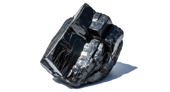 Raw Hematite Mineral Specimen on White Background.