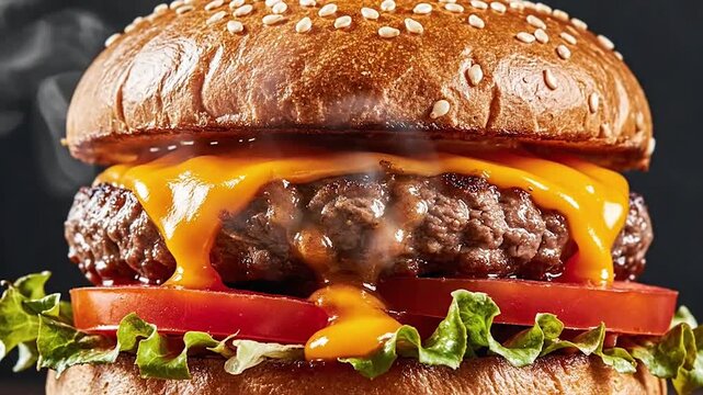 Delicious cheeseburger with melted cheese.