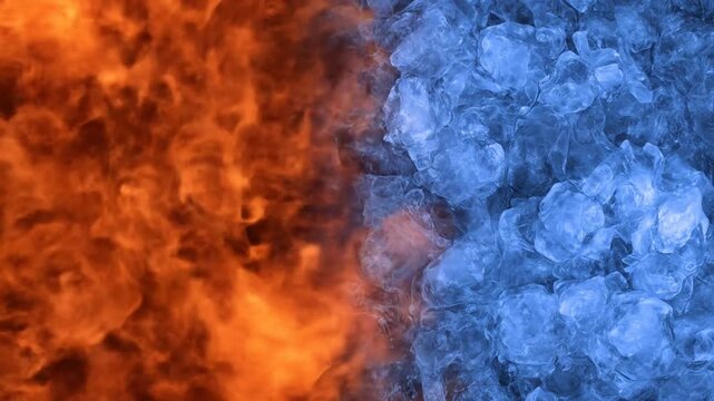 Abstract rendering of fire and ice colliding for creative visual effects