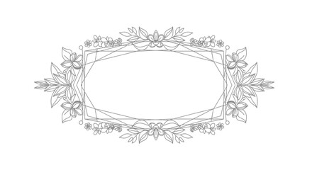 Elegant floral geometric frame, hand-drawn botanical border for invitations, cards, and design © ti