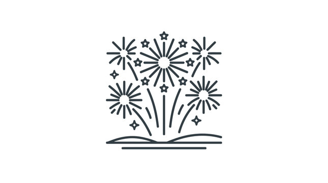 Abstract line art illustration of exploding firework display.
