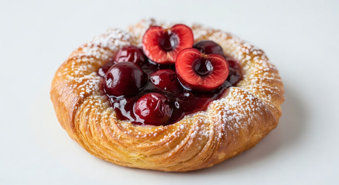 Delicious sweet pastry with cherries.