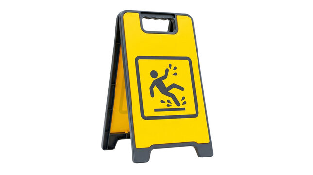 A yellow caution sign with a person slipping on a wet floor on transparent background hantavirus pulmonary syndrome, hps