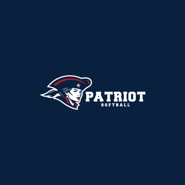 Patriot softball logo design vector