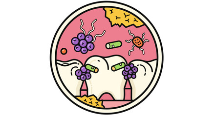 Fototapeta premium Microscopic View of Bacteria and Plaque on Human Teeth