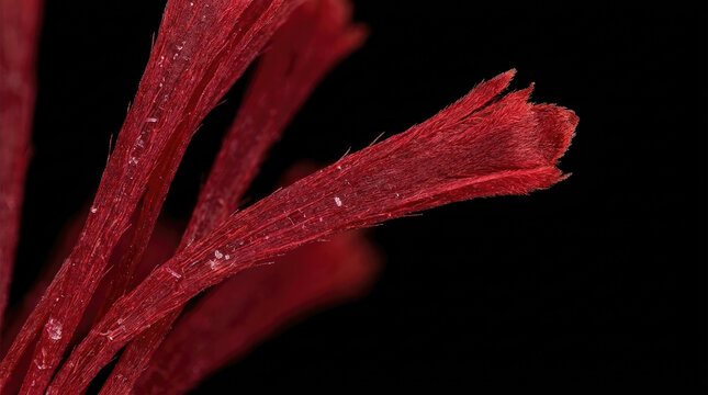 Saffron stigma stamen tip showcases vibrant red color and intricate details, highlighting its