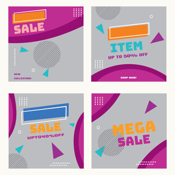 Design Feed with purple colour for promotion business vector design 