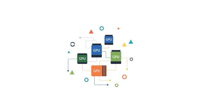 GPU Network Concept: Graphics Processing Units Connected in Cluster