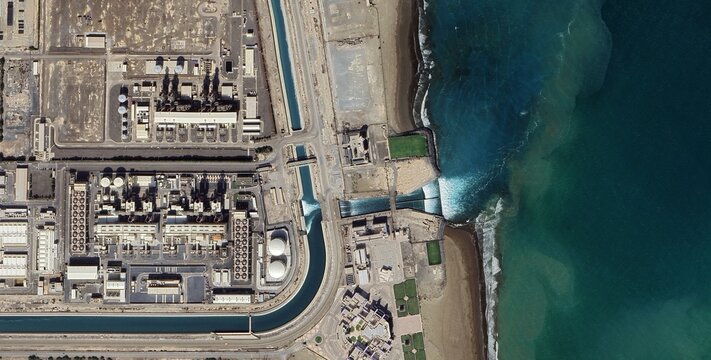 Sohar Desalination Plant Satellite Image, Oman Coast