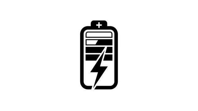 Battery Icon With Lightning Bolt Symbol.