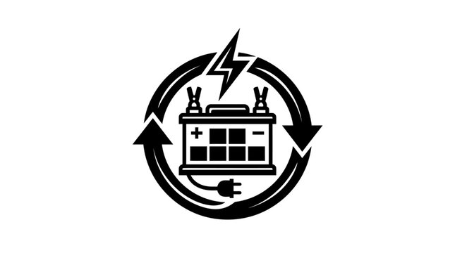 Battery Recycling Symbol With Lightning.
