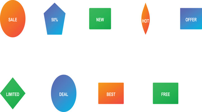 Set of vector stickers and labels for web and business design with icons, buttons, banners, symbols and infographic elements