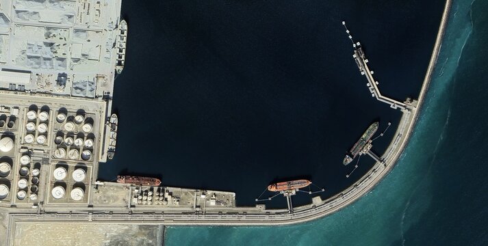 Sohar Port Oil Terminal Satellite Image, Oman