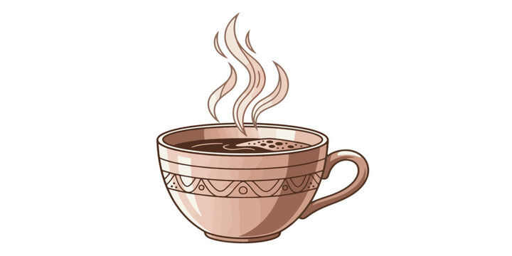 Steaming hot coffee cup illustration.