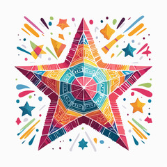 Fototapeta premium Colorful Star Piñata Illustration