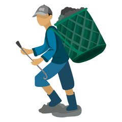 Obraz premium cartoon illustration of a man holding a shovel