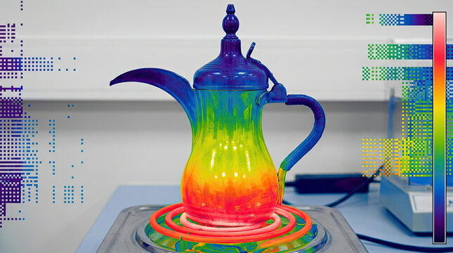 Colorful kettle heat distribution map shows vibrant patterns and artistic design