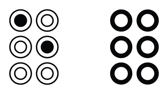 Braille icon set in outline and solid glyph style vector