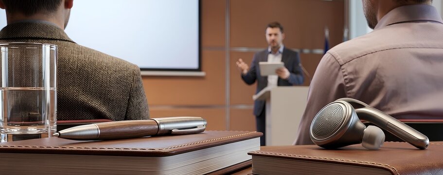 Simultaneous Translation Equipment with Earphone and Notebook at International Conference