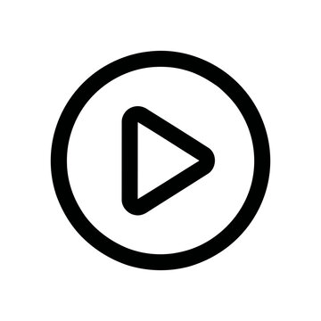 Modern Minimalist Black Outline Play Button Symbol for Digital Media and Entertainment Applications