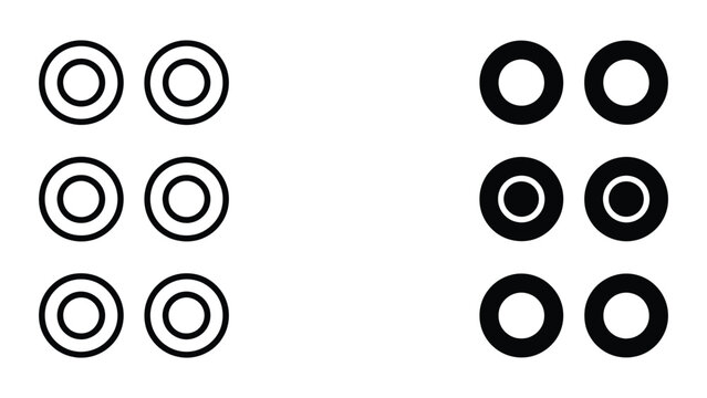 Braille icon set in outline and solid glyph style vector