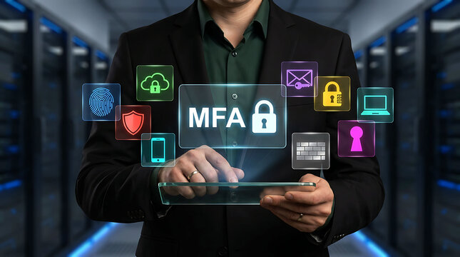 Multi Factor Authentication Security Concept Digital Identity Protection Data Center Access