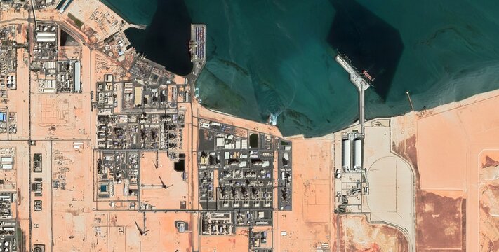 Ruwais Port and Refinery Coastal Satellite Image, UAE