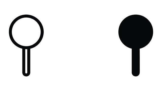 Pin icon set in outline and solid glyph style vector