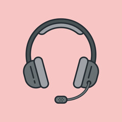 Fototapeta premium A simple illustration of modern gaming headphones on pink background