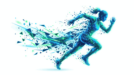 Digital Woman Running, Futuristic Athlete, Speed, Energy, Motion Graphics © alam