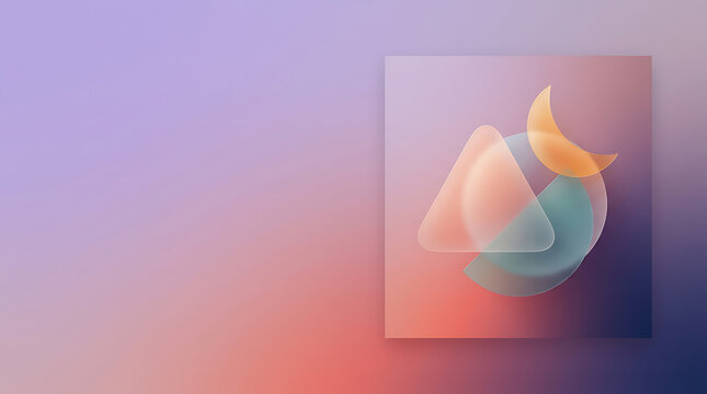 Abstract glassmorphism design with frosted geometric shapes