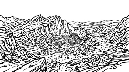 Naklejka premium Mountain range with steep cliffs.