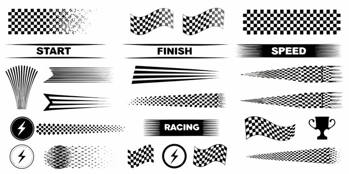 racing banners and icons vector start finish