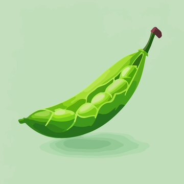 A single fresh green pea pod isolated on a light background