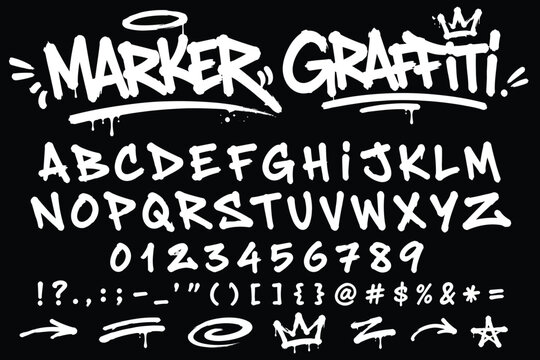 Marker Graffiti Font handwritten Typography vector illustration