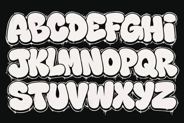 Graffiti bubble letters alphabet set hand drawn street font collection urban style typography for t shirt design print posters © Alomgir