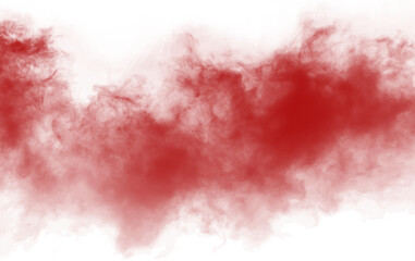 Fototapeta premium Red smoke effect overlay, transparent red fog clouds. Mysterious atmosphere, and creative photo editing design element. 