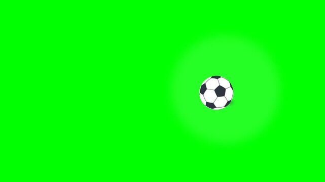Soccer ball bouncing across screen on chroma key green background