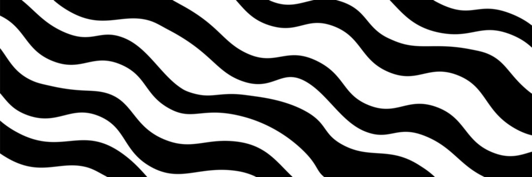 Groovy wave stripes big set. Black and white. Hand drawn groovy, hippie backgrounds. Distorted jagged stripes, warped stripes, liquid wavy lines, scribbles of waves. Striped rectangular patterns colle