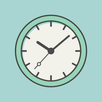 A simple wall clock illustration on a light blue background