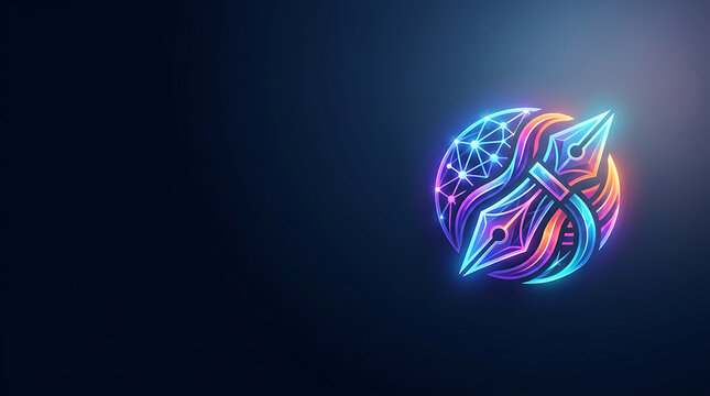 Glowing digital fountain pen icon representing creative writing