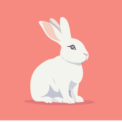 Fototapeta premium A simple illustration of a white rabbit on a pink background