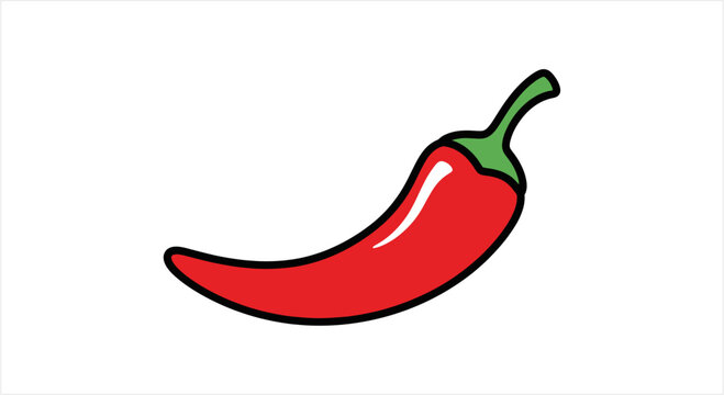 A vibrant red chili pepper with a glossy sheen.
