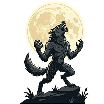 werewolf howling vector