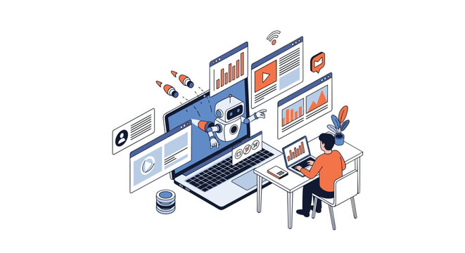 Future of web development uses artificial intelligence bots to assist human programmers in building modern website layouts.