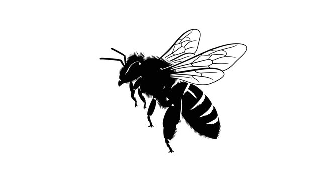Black and white bee insect closeup.