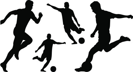 Action silhouettes of soccer players playing football © rama coloring studio